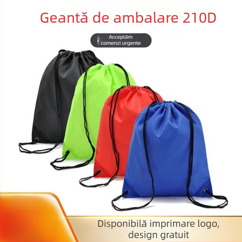 Set rucsac 210T din poliester cu șnur – include sac pentru pantofi și buzunare colorate cu șnur