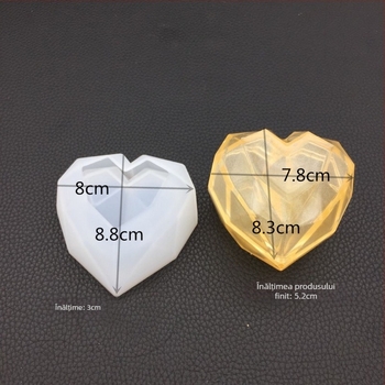Formă DIY pentru rășină cristalina: cutie de depozitare în formă de inimă geometrică, matriță din silicon pentru coacere, finisaj oglindă