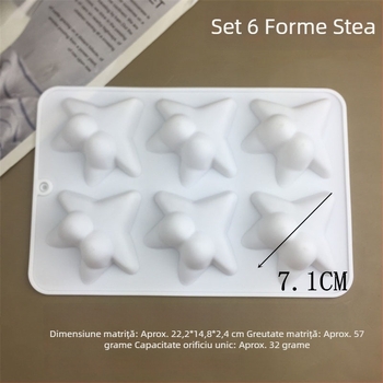 Set de 6 forme din silicon, în formă de stea de mare, pentru cofetărie, torturi, jeleu și mousse