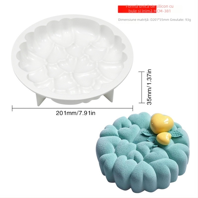 Formă din silicon în formă de inimă, de 7 inch, pentru prăjituri DIY cu ciocolată – Ziua Îndrăgostiților