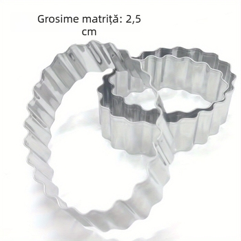 Set din oțel inoxidabil pentru coacere DIY, forme pentru tăierea legumelor și fructelor, forme pentru aluat și biscuiți, forme ondulate ovale, 4 piese