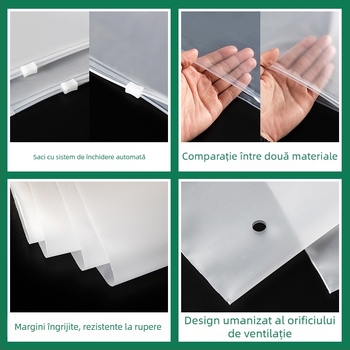 Geantă cu fermoar din CPE EVA transparentă, mată, grosime extra, 50x60 cm, pentru ambalarea hainelor