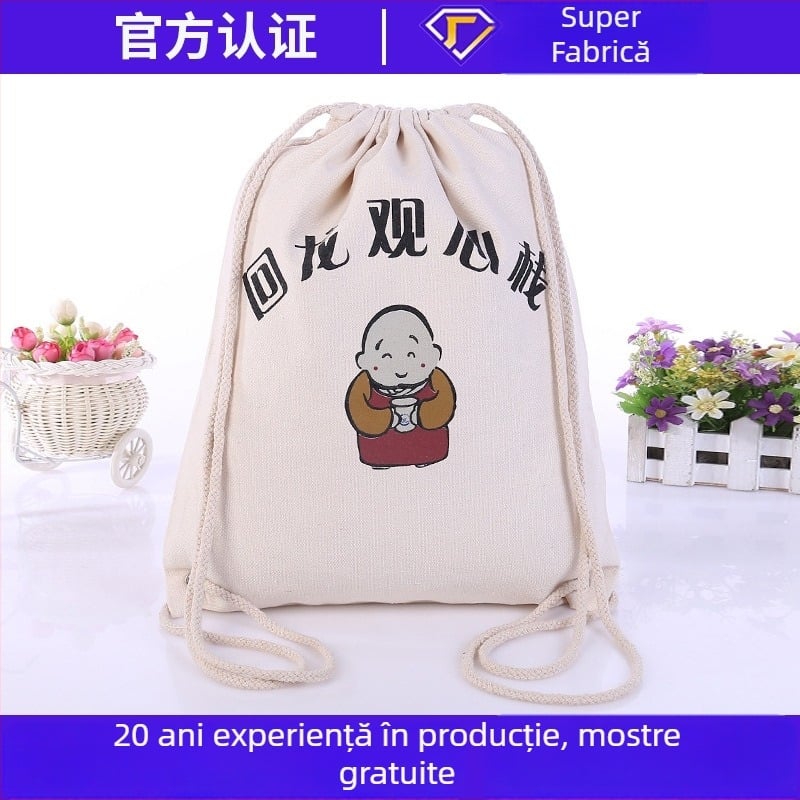 Rucsac din pânză, unisex, cu șnur, pentru sport și fitness, destinat elevilor, personalizabil cu logo