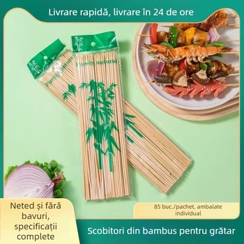 Bețe de grătar din bambus, de unică folosință, pentru carne, cârnați și fructe caramelizate