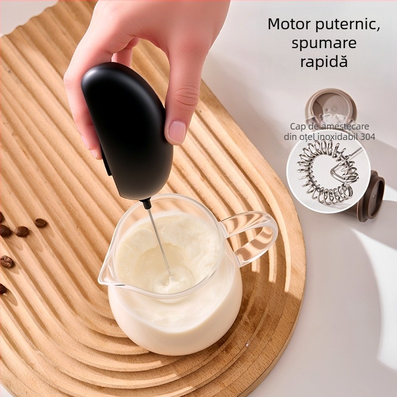 Ouslife Spumător de Lapte Electric Mini Smart pentru Cafea, Baterie Li-Ion Reîncărcabilă, Încărcare Type-C, ABS Negru, Model N36, Posibilitate de imprimare a logo-ului