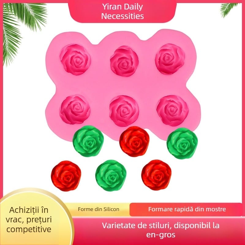 Formă din silicon cu floare de trandafir pentru fondant și ciocolată, decorare de tort DIY