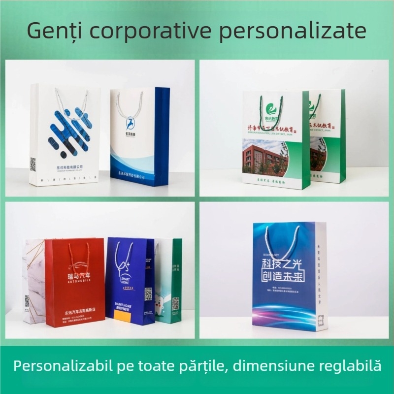 Geantă de mână personalizată cu logo, geantă albă din carton pentru cadouri, imprimare offset, ștampilare la cald