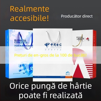 Pungi de hârtie personalizate pentru afaceri cu imprimare a logo-ului, pungi cadou, pungi de cumpărături promoționale și ambalaje pentru expoziții