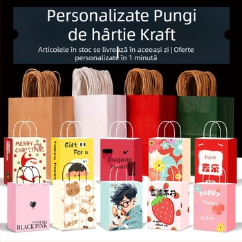 Geantă din hârtie laminată, ecologică, pentru ceai cu lapte și cadouri mici