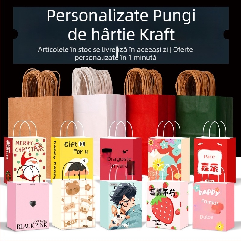 Geantă din hârtie laminată, ecologică, pentru ceai cu lapte și cadouri mici