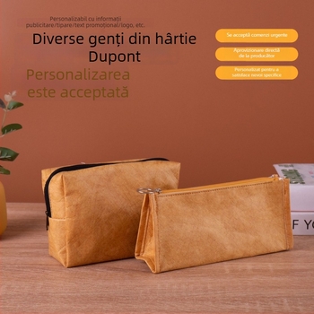 Penar pentru creioane din Tyvek, stil retro, ecologic, rezistent la rupere și lavabil, neimprimat, cu opțiunea imprimării logo-ului, premium, cu fermoar, cadou