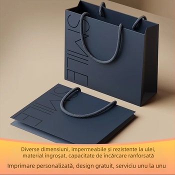 Saci albi de carton pentru magazine de cosmetice și îmbrăcăminte, sacoșe din hârtie kraft cu logo, personalizabile pentru utilizare transfrontală
