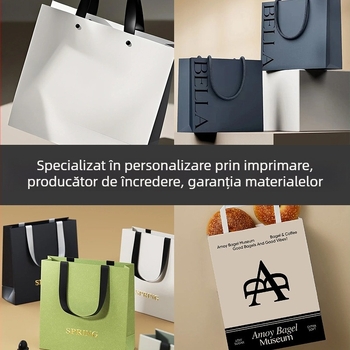 Saci albi de carton pentru magazine de cosmetice și îmbrăcăminte, sacoșe din hârtie kraft cu logo, personalizabile pentru utilizare transfrontală
