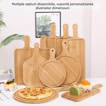 Tava de servire din bambus - placă pentru pizza, rotundă sau pătrată, diametrul 20 cm