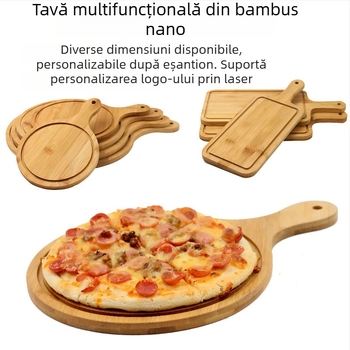 Tava de servire din bambus - placă pentru pizza, rotundă sau pătrată, diametrul 20 cm