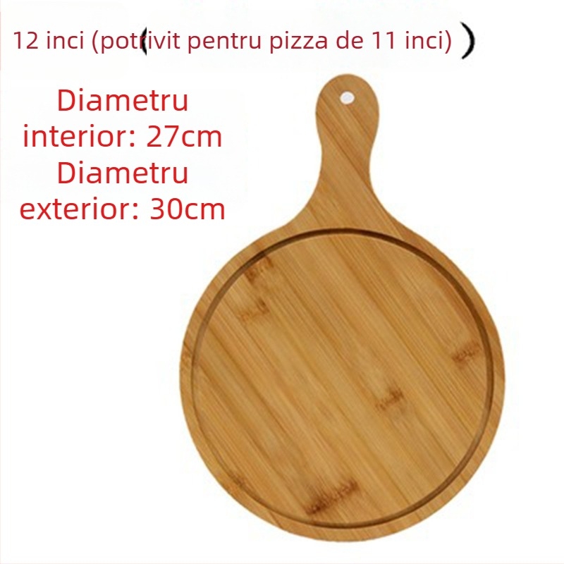 Tava de servire din bambus - placă pentru pizza, rotundă sau pătrată, diametrul 20 cm