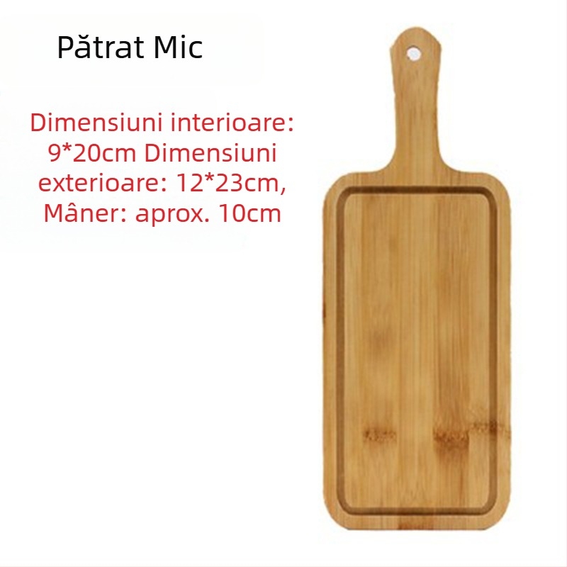 Tava de servire din bambus - placă pentru pizza, rotundă sau pătrată, diametrul 20 cm