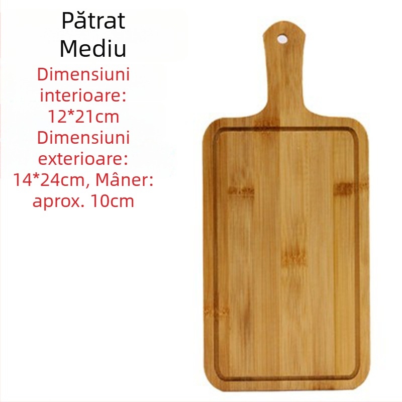Tava de servire din bambus - placă pentru pizza, rotundă sau pătrată, diametrul 20 cm