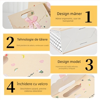 Geantă cadou personalizată cu capac rabatabil, pungă de hârtie albă pentru cadouri, închidere Velcro — aspect premium