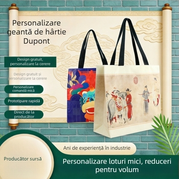 Geantă tote Dupont din hârtie cu siglă, fermoar și cadou, rezistentă la apă și ecologică