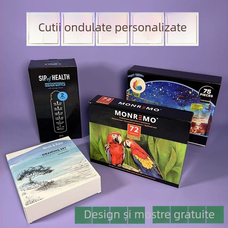 Cutie cadou pentru cosmetică, imprimare color, capac demontabil, carton alb