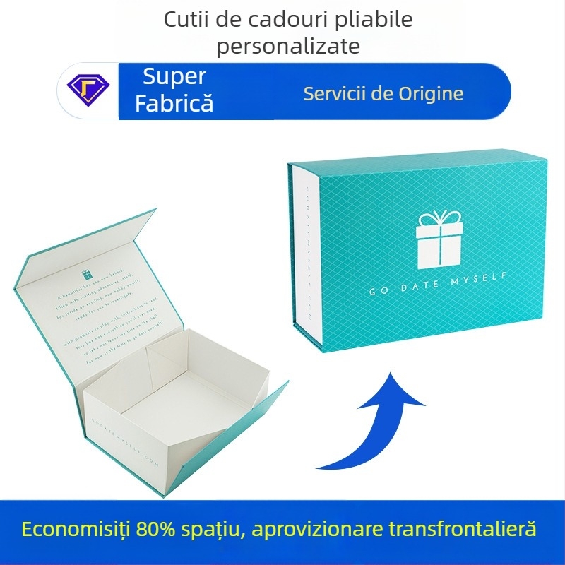 Cutie cadou din carton cu capac magnetic, în stil carte, personalizabil pentru tiraje mici