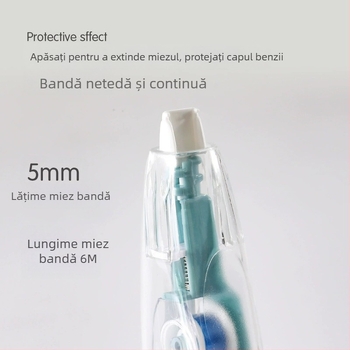 Bandă corectoare cu acționare prin apăsare, creativă și minimalistă, 6 m, portabilă, capacitate mare, nucleu înlocuibil pentru elevi