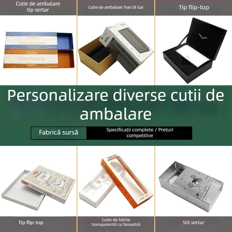 Cutii de ambalaj personalizate, cutii cu sertar, cutii cu capac basculant, cutii cadou, cutii pentru carduri, cutii din carton ondulat imprimate, cutii pentru ceai
