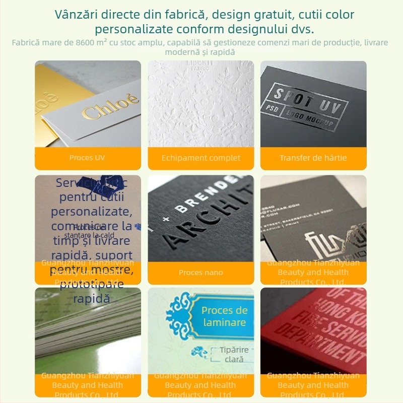 Cutie cadou albă din carton ondulat, cu imprimare color, pentru produse de înfrumusețare și sănătate