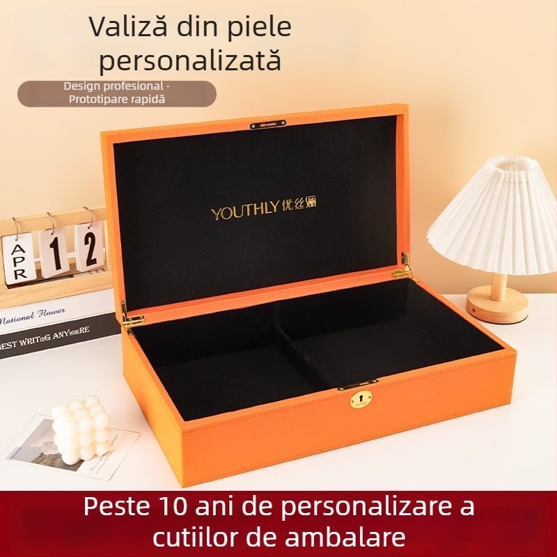 Cutie cadou din piele PU pentru ceai, nuci și mooncakes — cutie cadou din piele de lux, personalizabilă