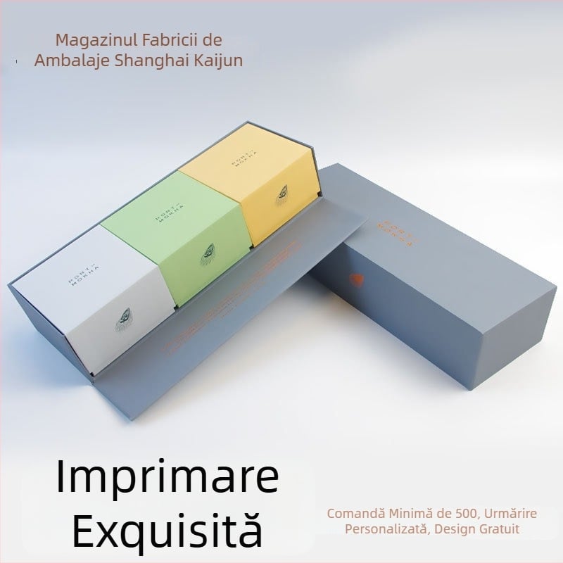 Kaijun Cutie cadou din carton alb cu capac și bază, imprimare în patru culori, finisaj UV