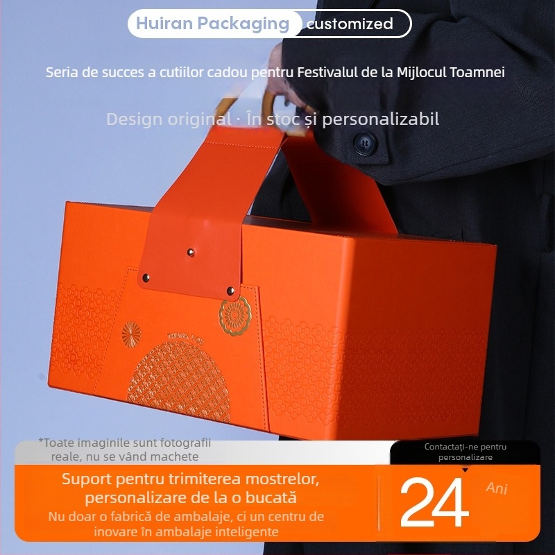 Noua cutie cadou Mooncake 2026 pentru Festivalul de Toamnă, cu ambalaj pentru vin roșu, husă din piele premium