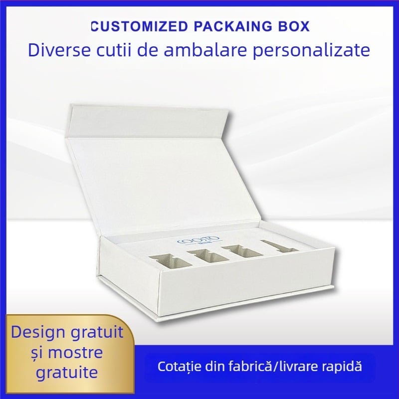 Cutie cadou pentru cosmetice cu set de pulberi uscate prin lyofilizare și ulei esențial, cutie în stil carte cu capac rabatabil