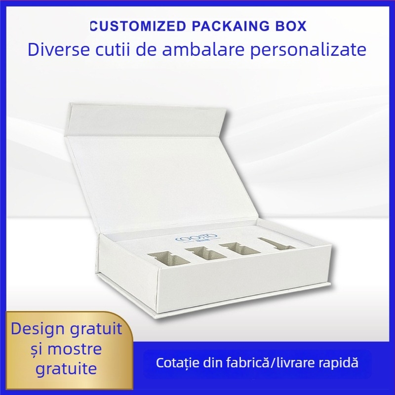 Cutie cadou pentru cosmetice cu set de pulberi uscate prin lyofilizare și ulei esențial, cutie în stil carte cu capac rabatabil