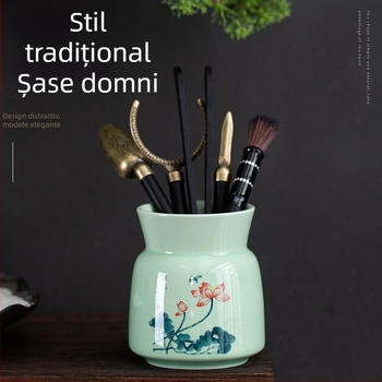Set pentru ceremonia ceaiului „Șase Domni” – Unelte de ceai Kung Fu: masă de ceai, ac de ceai, clemă pentru ceai, răzuitor pentru ceai și unealtă pentru găleată