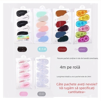 Bandă corectoare pentru elevi, pentru scris, design elegant, mică și ușor de purtat, pachet cu 6 bucăți