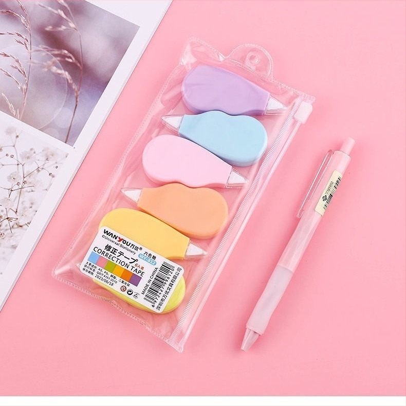 Bandă corectoare pentru elevi, pentru scris, design elegant, mică și ușor de purtat, pachet cu 6 bucăți