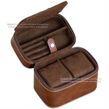 Etui de călătorie pentru ceasuri din piele PU, unisex, portabil, pentru exterior, multifuncțional, cu 2 compartimente, impermeabil