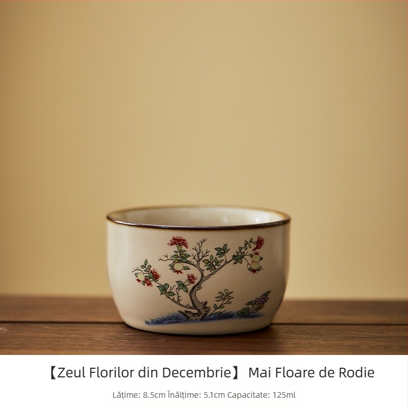 Ceasă de ceai din porțelan Ru kiln, pictată manual cu cele douăsprezece zeițe ale florilor, pentru uz personal