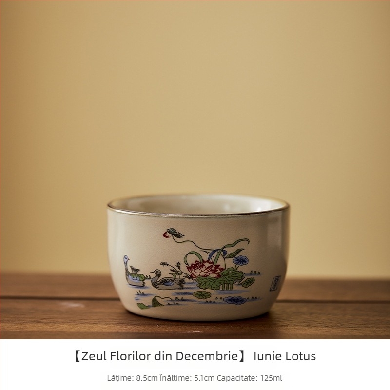 Ceasă de ceai din porțelan Ru kiln, pictată manual cu cele douăsprezece zeițe ale florilor, pentru uz personal