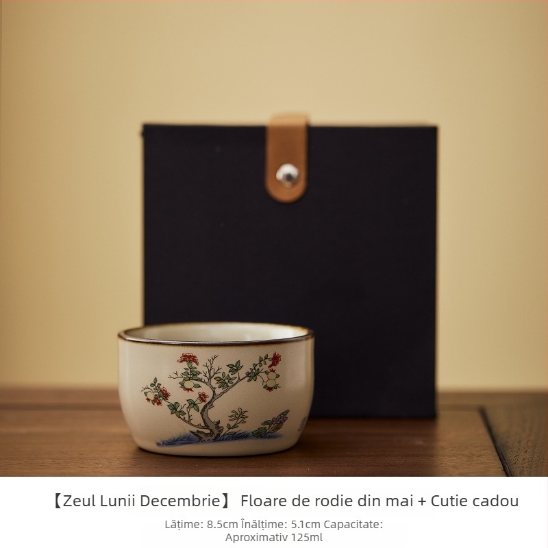 Ceasă de ceai din porțelan Ru kiln, pictată manual cu cele douăsprezece zeițe ale florilor, pentru uz personal