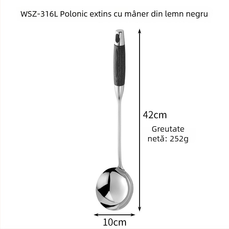 Hongjunda Set spatulă și lingură din oțel inoxidabil 316, mâner din lemn - ustensile de bucătărie rezistente la temperaturi înalte