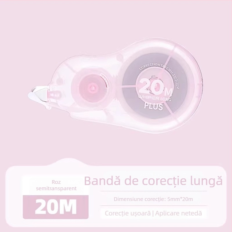 Plus bandă corectoare pentru elevi, capacitate mare, nucleu înlocuabil, 20 m sau 30 m
