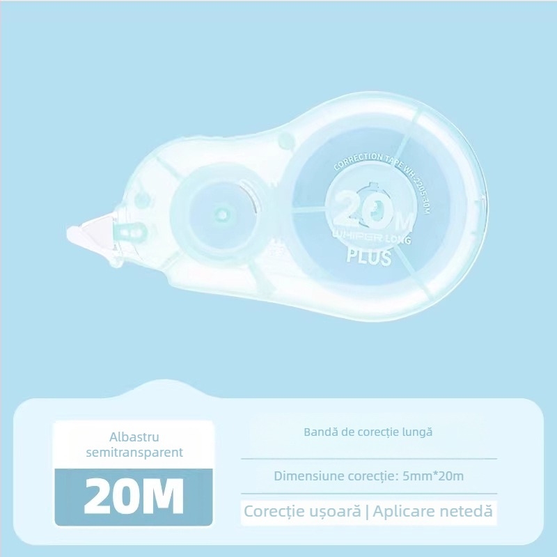 Plus bandă corectoare pentru elevi, capacitate mare, nucleu înlocuabil, 20 m sau 30 m