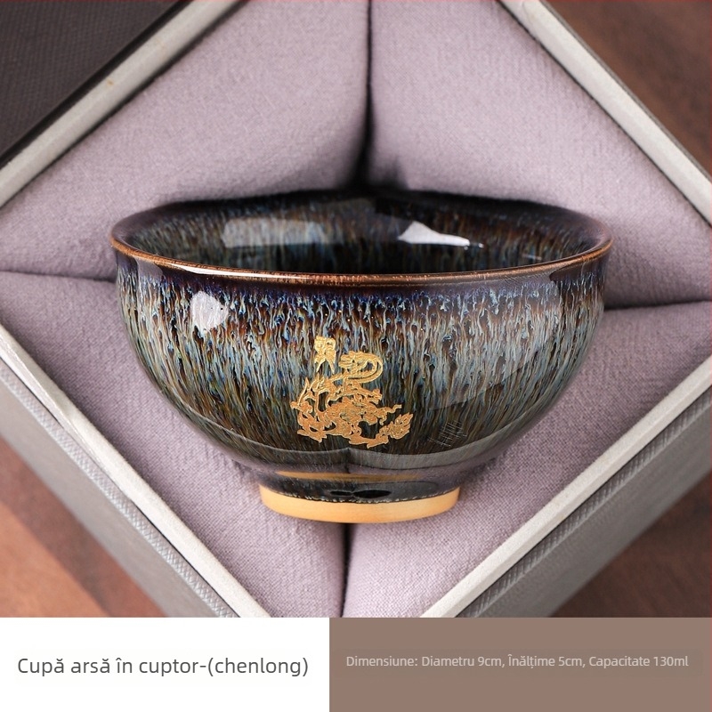 Ceșcuță de ceai Kung Fu cu douăsprezece zodii, gravată pentru utilizare personală, ceașcă ceramică cu glazură Jian kiln
