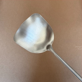 Set spatule din oțel inoxidabil cu mânere din lemn, de calitate alimentară, mâner lung pentru gătit la temperaturi înalte