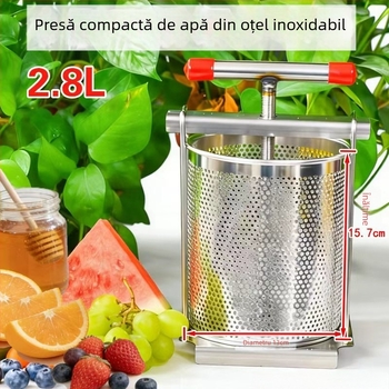 Storcător manual din oțel inoxidabil, 2.8 L, pentru presarea vinului din orez și deshidratarea legumelor