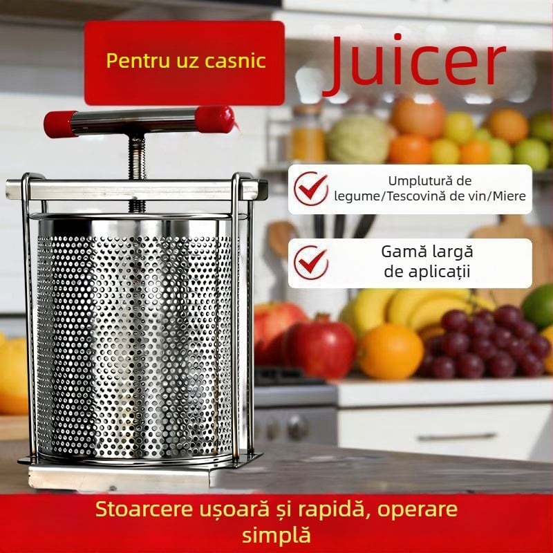 Storcător manual din oțel inoxidabil, 2.8 L, pentru presarea vinului din orez și deshidratarea legumelor
