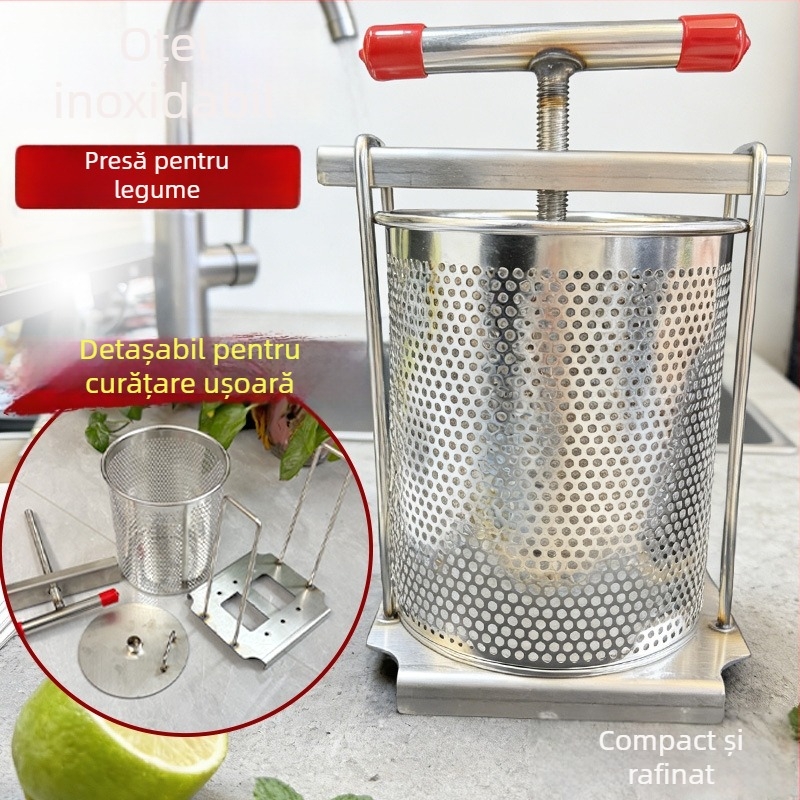Storcător manual din oțel inoxidabil, 2.8 L, pentru presarea vinului din orez și deshidratarea legumelor