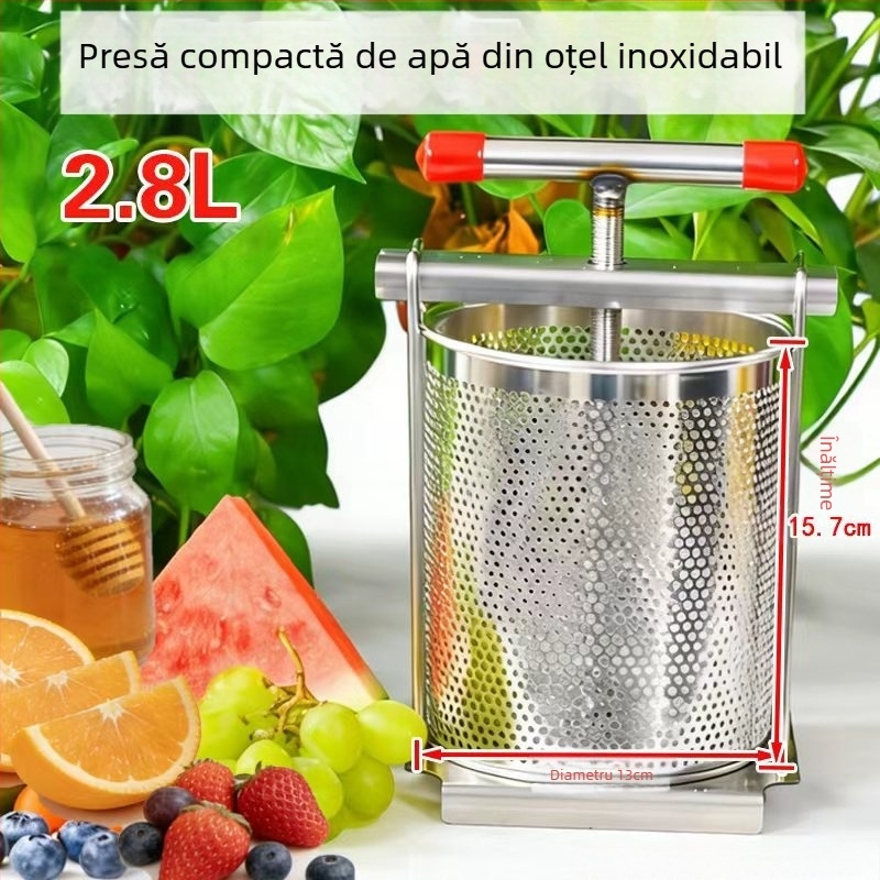 Storcător manual din oțel inoxidabil, 2.8 L, pentru presarea vinului din orez și deshidratarea legumelor